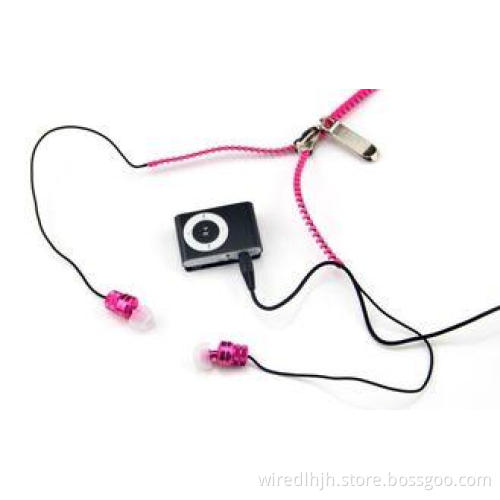 Plastic Stereo Zipper Earphones In Ears For Mp3 / Mp4 / Pho
